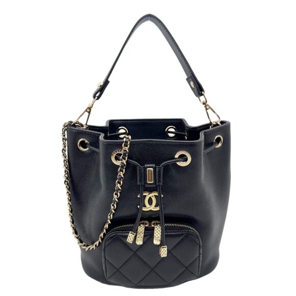 Chanel Business Affinity Caviar Quilted Leather Drawstring Bucket Bag Black - Picture 1 of 16